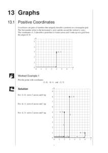 MEP Pupil TextGraphs 13.1 Positive Coordinates Coordinates are pairs of numbers that uniquely describe a position on a rectangular grid.