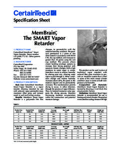 Specification Sheet  MemBrain, The SMART Vapor Retarder ™