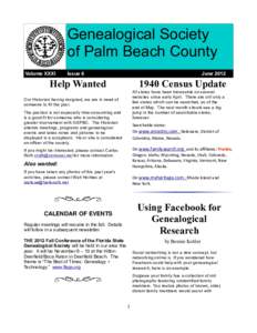 Genealogical Society of Palm Beach County Volume XXXI Issue 6
