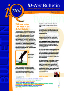 Issue 12  Welcome to the 12th issue of the IQ-Net Bulletin