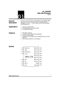 OL_SHA256 SHA-256 Processor Rev 0.9 General Description