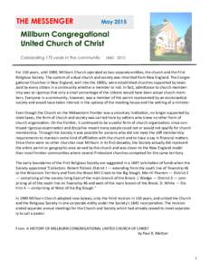 THE MESSENGER  May 2015 Millburn Congregational United Church of Christ