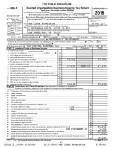FOR PUBLIC DISCLOSURE Form Exempt Organization Business Income Tax Return  990-T