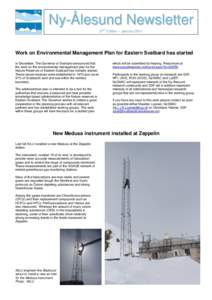 Ny-Ålesund Newsletter th 27th Edition – JanuaryWork on Environmental Management Plan for Eastern Svalbard has started