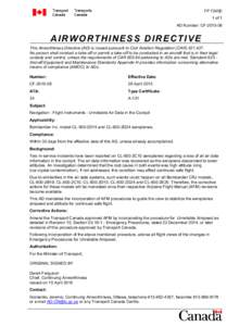 Airworthiness Directive CFNavigation - Flight Instruments - Unreliable Air Data in the Cockpit