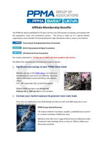Affiliate Membership Benefits The PPMA has been established for 29 years and has over 500 member companies; all involved with the equipment, vision and automation sectors. The Group is made up of 3 special interest organ