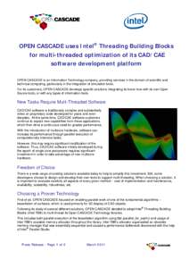 OPEN CASCADE uses Intel® Threading Building Blocks