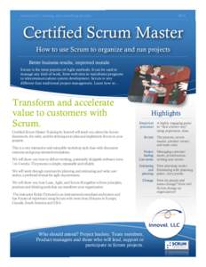 Innovel LLC training and consulting servicesCertified Scrum Master How to use Scrum to organize and run projects
