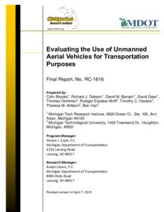 RCEvaluating the Use of Unmanned Aerial Vehicles for Transportation Purposes - Part A
