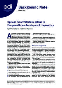 Options for architectural reform in European Union development cooperation - ODI Background Note