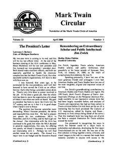 Mark Twain Circular Newsletter of the Mark Twain Circle of America Volume 22