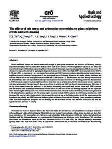 Basic and Applied Ecology–680  The effects of salt stress and arbuscular mycorrhiza on plant neighbour effects and self-thinning Z.X. Yua,1 , Q. Zhanga,b,1 , H.S. Yanga , J.J. Tanga , J. Weinerc , X. Chen