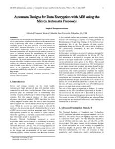 IJCSNS International Journal of Computer Science and Network Security, VOL.15 No.7, JulyAutomata Designs for Data Encryption with AES using the Micron Automata Processor