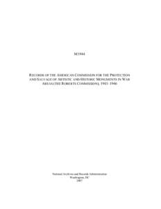 Records of the American Commission for the Protection and Salvage of Artistic and Historic Monuments in War Areas (RG 239)