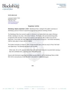 POLICE DEPARTMENT Anthony S. Wilson Chief of Police   NEWS RELEASE