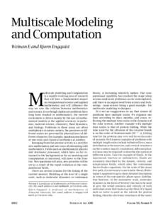 Multiscale Modeling and Computation Weinan E and Bjorn Engquist M