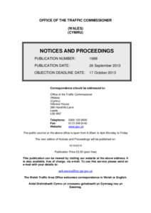 OFFICE OF THE TRAFFIC COMMISSIONER (WALES) (CYMRU) NOTICES AND PROCEEDINGS