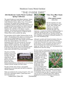 Henderson County Master Gardener  “the inside dirt” 2011 Henderson County Master Gardener Spring Conference