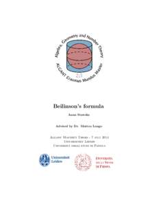 Beilinson’s formula Anna Stawska Advised by Dr. Matteo Longo  Algant Master’s Thesis - 7 july 2014