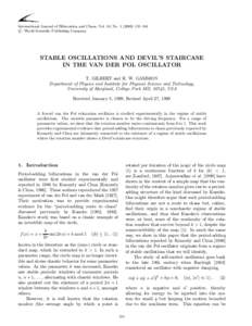 International Journal of Bifurcation and Chaos, Vol. 10, No–164 c World Scientific Publishing Company ! STABLE OSCILLATIONS AND DEVIL’S STAIRCASE IN THE VAN DER POL OSCILLATOR