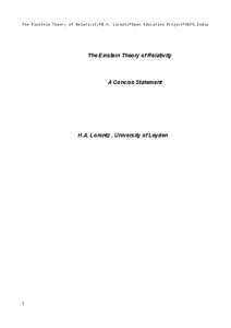 Principle of relativity / General relativity / Gravitation / Albert Einstein / Introduction to special relativity / Absolute time and space / Spacetime / Criticism of relativity theory / Relativity priority dispute / Physics / Relativity / Special relativity