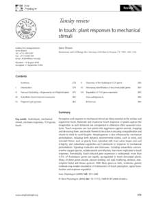 Review  Blackwell Publishing, Ltd. Tansley review In touch: plant responses to mechanical