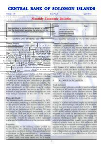 CENTRAL BANK OF SOLOMON ISLANDS Volume . 05 Issue No. 4 				  April 2014