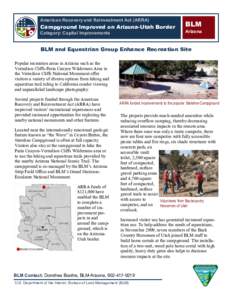 American Recovery and Reinvestment Act (ARRA)  Campground Improved on Arizona-Utah Border Category: Capital Improvements  BLM