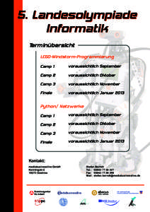 5. Landesolympiade Informatik Terminübersicht LEGO-Mindstorm-Programmierung Camp 1