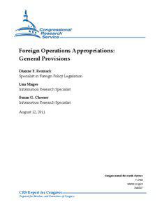 Foreign Operations Appropriations: General Provisions