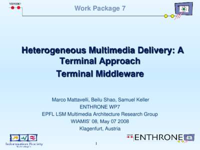 Work Package 7  Heterogeneous Multimedia Delivery: A Terminal Approach Terminal Middleware Marco Mattavelli, Beilu Shao, Samuel Keller