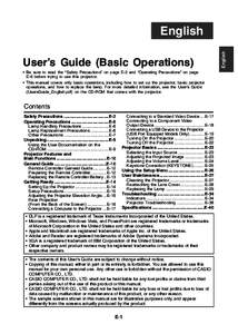 User’s Guide (Basic Operations) • Be sure to read the “Safety Precautions” on page E-2 and “Operating Precautions” on page E-6 before trying to use this projector. • This manual covers only basic operations