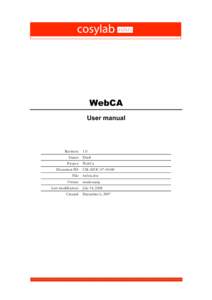 WebCA User manual Revision: Status: Project: