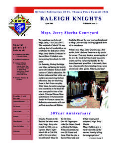 Official Publication Of Fr. Thomas Price CouncilRALEIGH KNIGHTS AprilVolume 10 Issue 21
