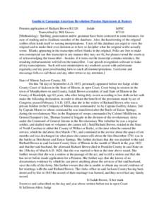 Southern Campaign American Revolution Pension Statements & Rosters Pension application of Richard Brown R1320 Judah fn9SC Transcribed by Will Graves[removed]