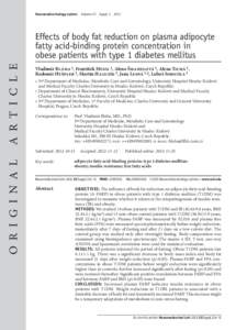 Neuroendocrinology Letters Volume 33 SupplA R T I C L E Effects of body fat reduction on plasma adipocyte fatty acid-binding protein concentration in
