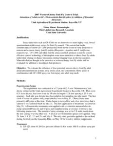 2007 Utah State Horticultural Association Research Proposal