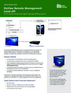 APPLICATION NOTE  EloView Remote Management: Local API for 01 Series Interactive Digital Signage (IDS) products