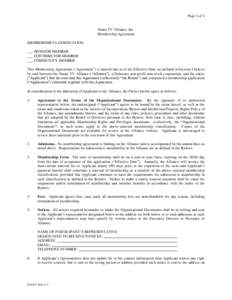 Page 1 of 4  Smart TV Alliance, Inc. Membership Agreement MEMBERSHIP CLASSIFICATION: ___ SPONSOR MEMBER