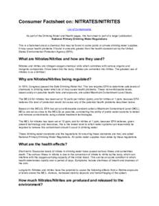 Consumer Factsheet on Nitrates/Nitrites