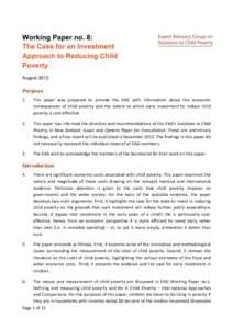 Working Paper no. 8: The Case for an Investment Approach to Reducing Child Poverty August 2012