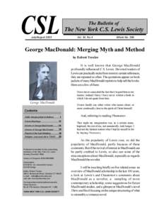 CSL  The Bulletin of The New York C.S. Lewis Society