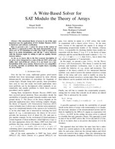 A Write-Based Solver for SAT Modulo the Theory of Arrays Miquel Bofill Universitat de Girona  Robert Nieuwenhuis