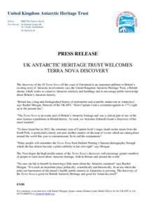 United Kingdom Antarctic Heritage Trust Patron: HRH The Princess Royal Vice Patrons: Sir Ranuph Fiennes Bt Dr. Charles Swithinbank Dr Dafila Scott