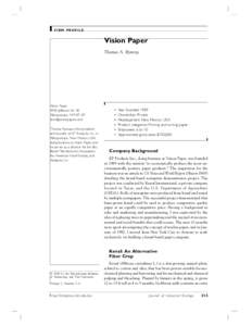 FIRM PROFILE  Vision Paper Thomas A. Rymsza  Vision Paper