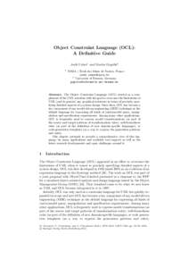 Object Constraint Language (OCL): A Definitive Guide Jordi Cabot1 and Martin Gogolla2 1  ´
