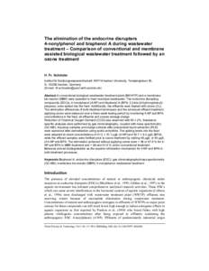 The elimination of the endocrine disrupters 4-nonylphenol and bisphenol A during wastewater treatment – Comparison of conventional and membrane assisted biological wastewater treatment followed by an ozone treatment