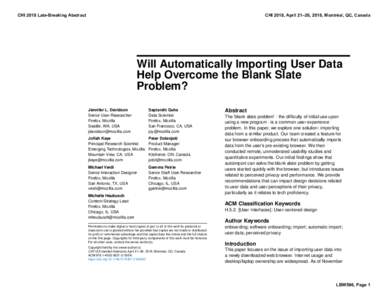 Will Automatically Importing User Data Help Overcome the Blank Slate Problem?