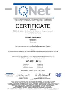 CERTIFICATE IQNet and DQS GmbH Deutsche Gesellschaft zur Zertifizierung von Managementsystemen hereby certify that the company  RUWAG Handels AG