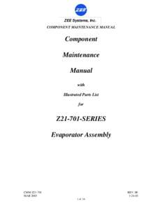 ZEE Systems, Inc. COMPONENT MAINTENANCE MANUAL Component Maintenance Manual